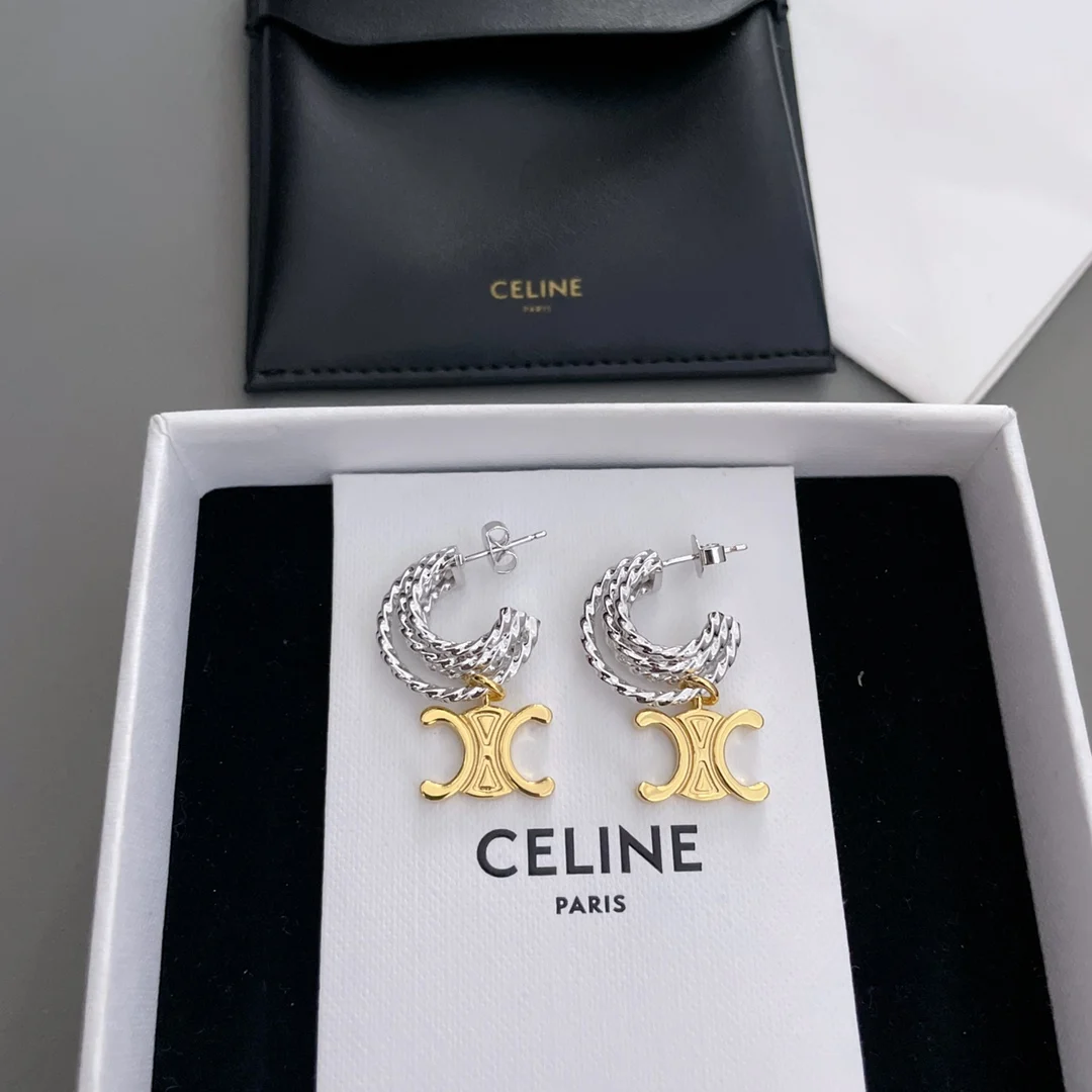 Celine Two-tone gold and silver stud earrings Celine Two-tone gold and silver stud earrings