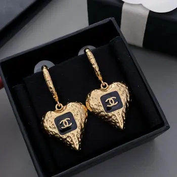 Double C vintage heart ear hooks Replica Chanel Earrings