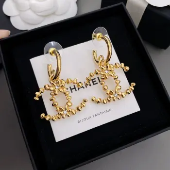 Square gold stud earrings Replica Chanel Earrings