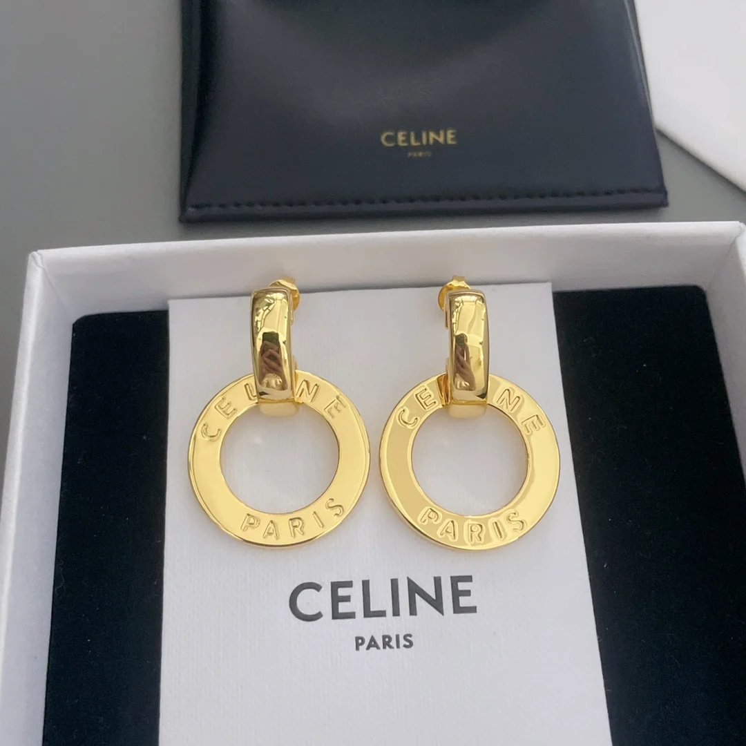 Celine Openwork gold hoop earrings