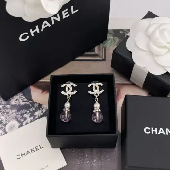 Double C Powder Crystal Gourd Earrings Replica Chanel Earrings