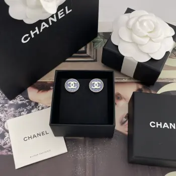 Double C circular denim earrings Replica Chanel Earrings