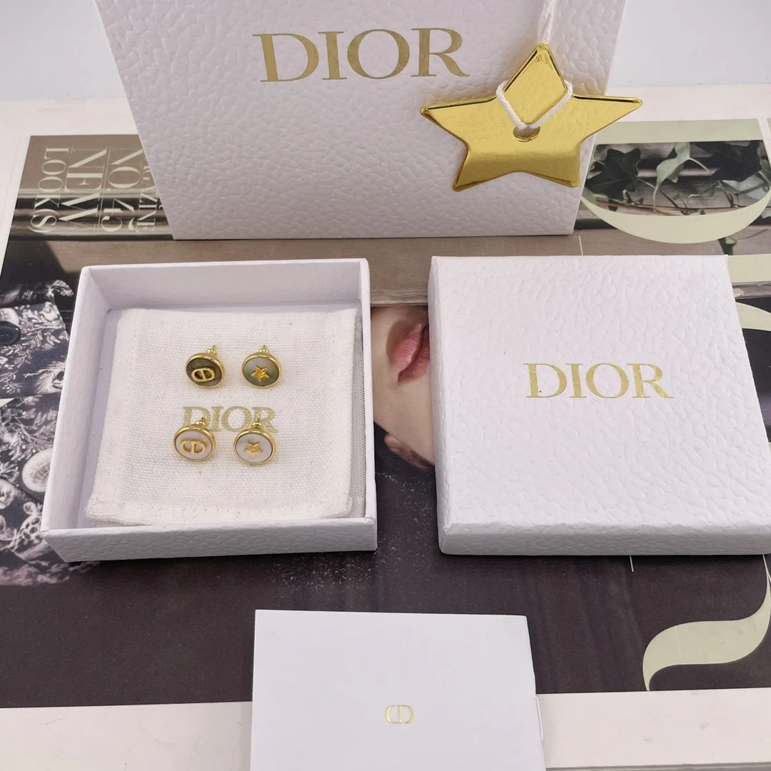 Dior D Single Round Stud Earrings