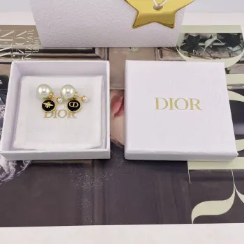 D Dark Blue Small Round Double Pearl Earrings Replica Dior Earrings