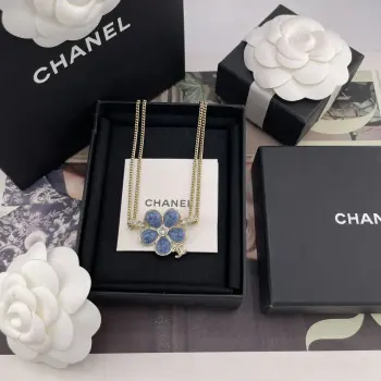 Imitation Denim Floral Pendant Choker Replica Chanel Necklaces