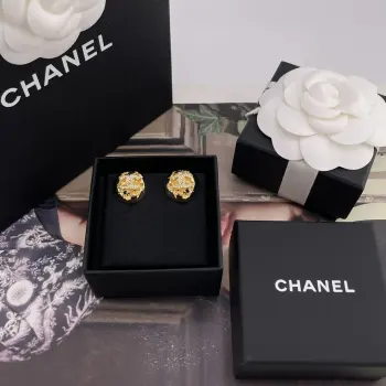 Shattered Scent Half Gold Orb Stud Earrings Replica Chanel Earrings