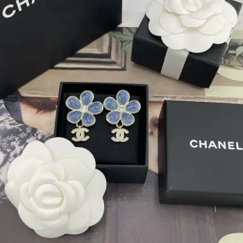 Imitation Chanel denim floral drop C earrings Replica Chanel Earrings