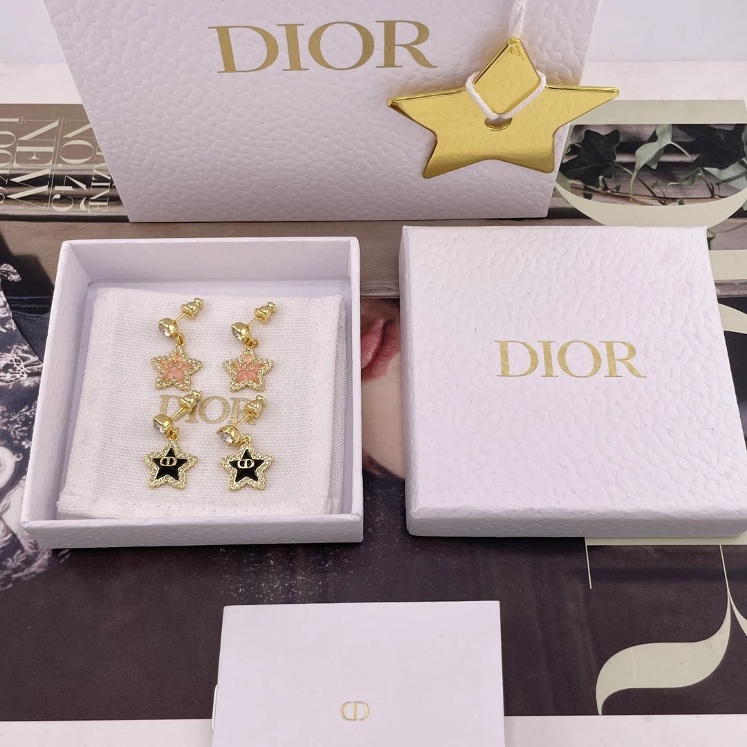 Dior Large diamond halo stud earrings, pink and blue