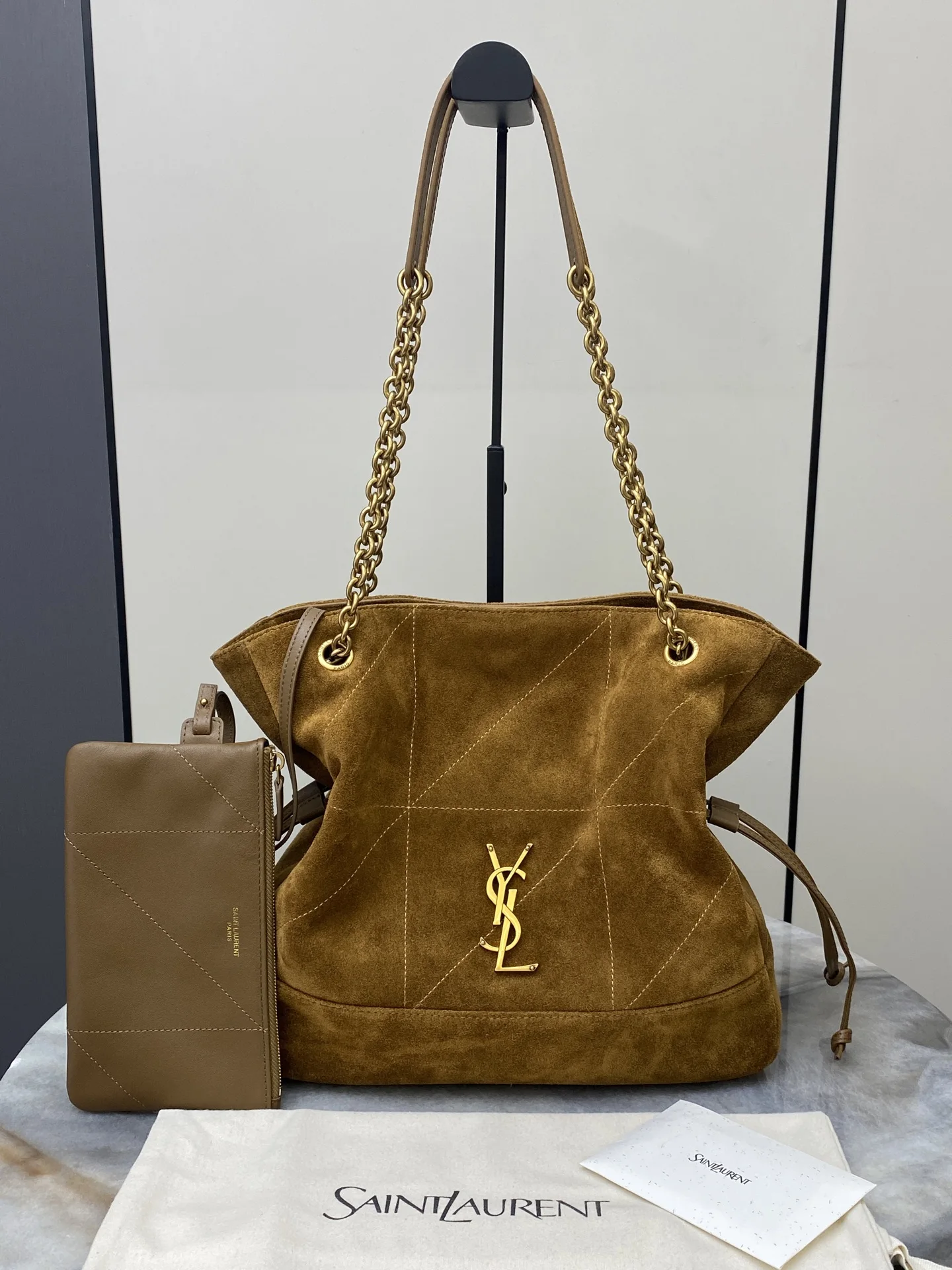 SAINT LAURENT 833948 Small Jamie 4.3 Large Pochon Lambskin Underarm Bag Mommy Bag