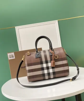 4961 Birch Brown Plaid Bowling Bag Women s Handbag Crossbody Bag Replica Burberry womens bags