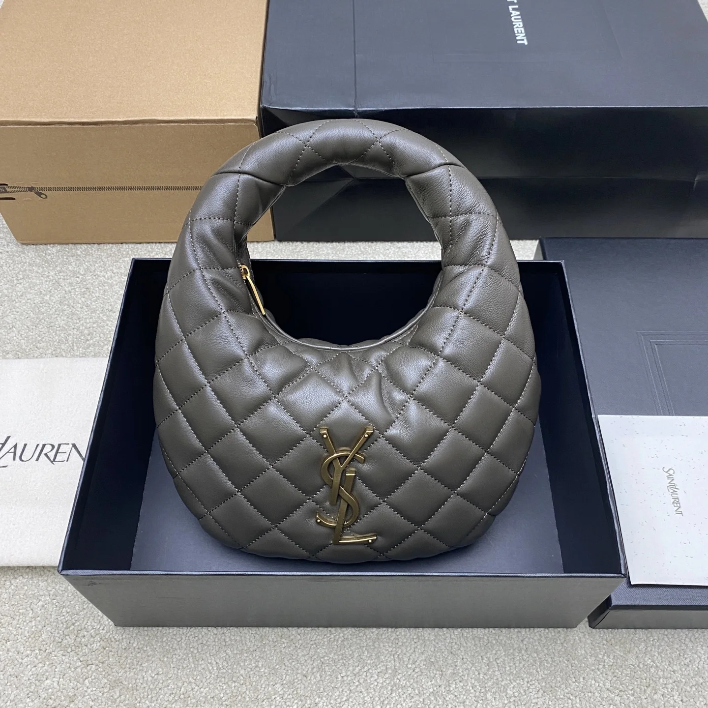 SAINT LAURENT 851689 ICARE baby Nappa Leather Handbag Tote Bag