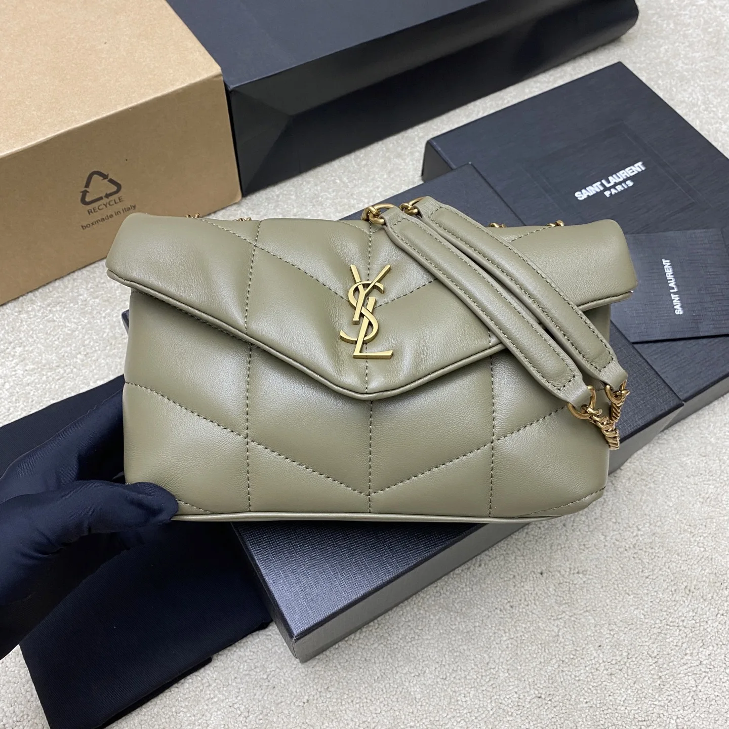 SAINT LAURENT 759337 LOULOU UFFER MINI CHAIN BAG IN QUILTED LAMBSKIN