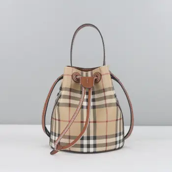 4881 Checkered Brown Bucket Bag Women s Tote Crossbody Bag Replica Burberry womens bags
