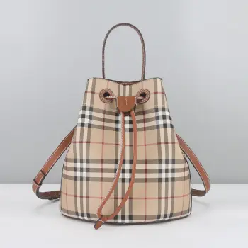 59611 Checkered Brown Bucket Bag Women s Tote Crossbody Bag Replica Burberry womens bags