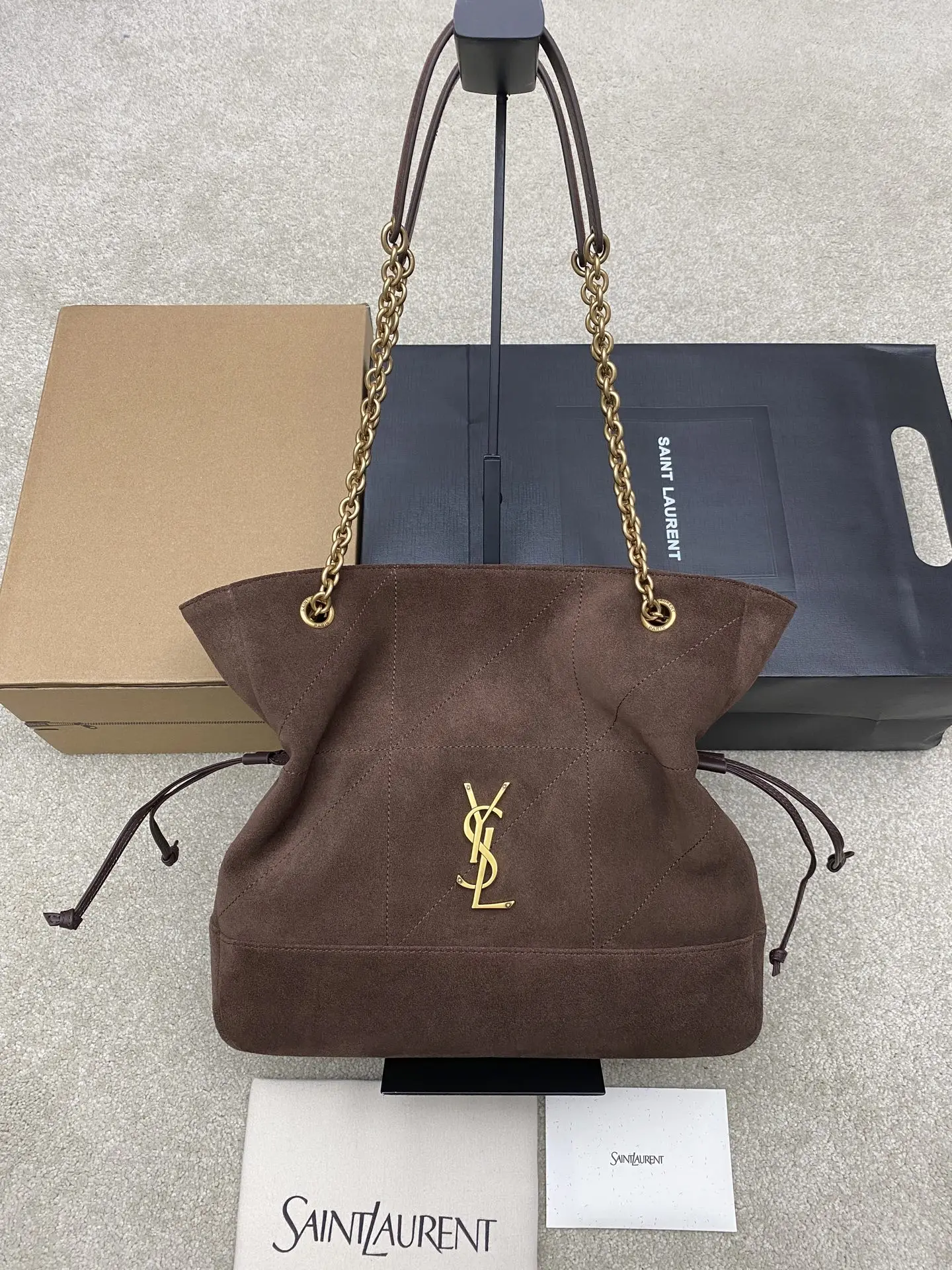 SAINT LAURENT 833948 Small Jamie 4.3 Large Pochon Lambskin Underarm Bag Mummy Bag