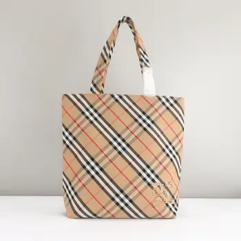 81977161 Burberry Check Equestrian Knight Logo Tote Bag Replica Burberry womens bags