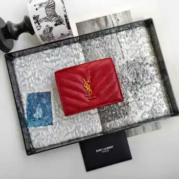 530841 Imported Calfskin Caviar Embossed Bifold Wallet Replica SAINT LAURENT wallets