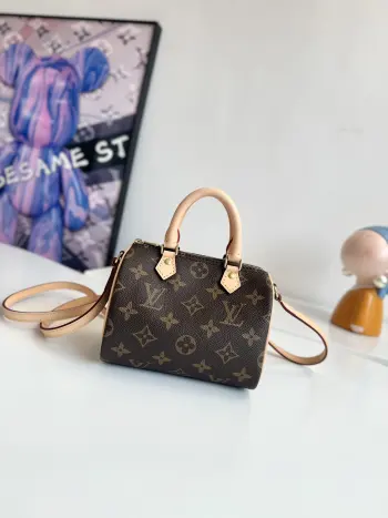 Overseas Original M61252 Nano Speedy Handbag Tote Crossbody Bag Replica Louis Vuitton womens bags