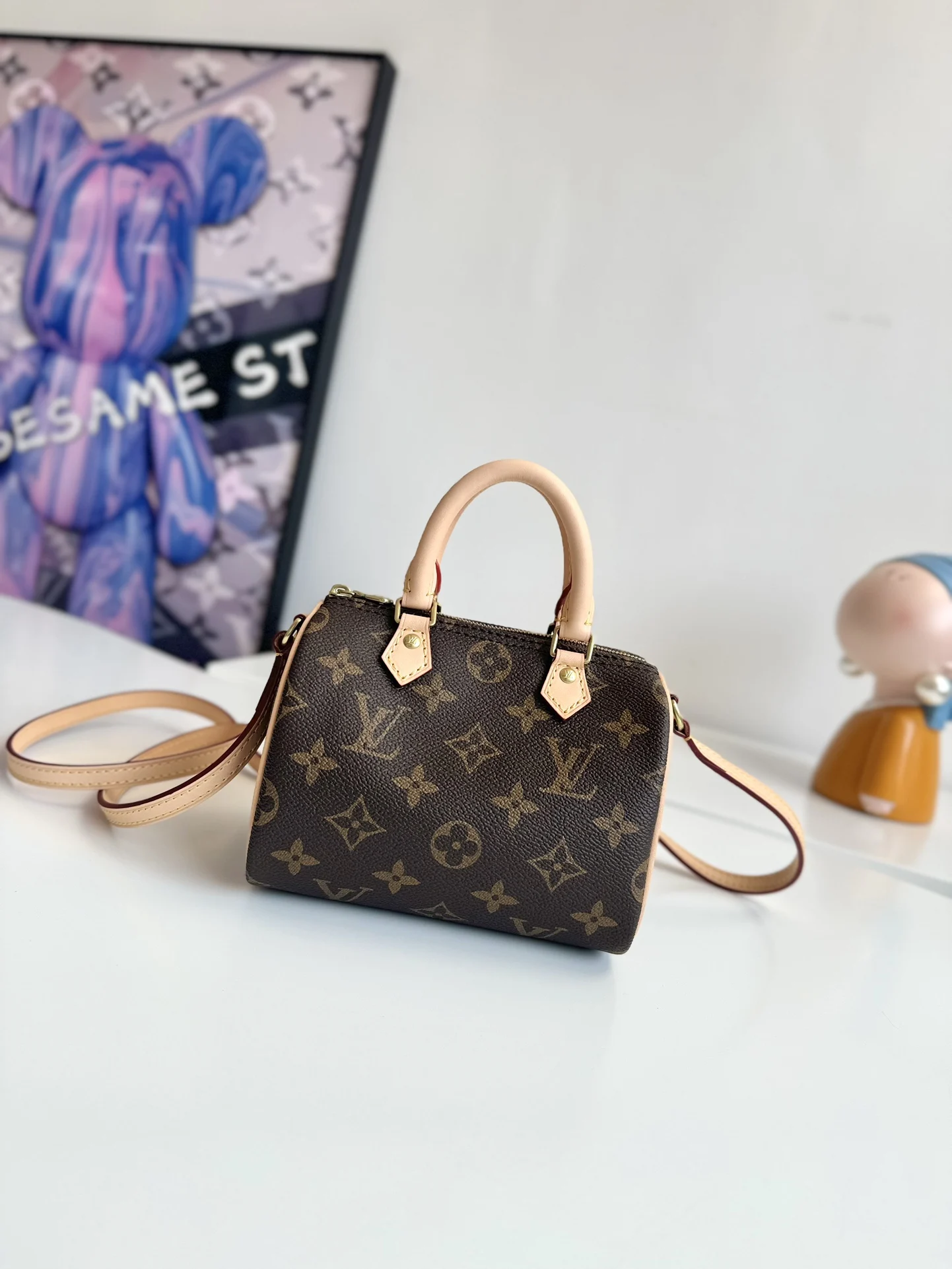 Louis Vuitton Overseas Original M61252 Nano Speedy Handbag Tote Crossbody Bag Louis Vuitton Overseas Original M61252 Nano Speedy Handbag Tote Crossbody Bag