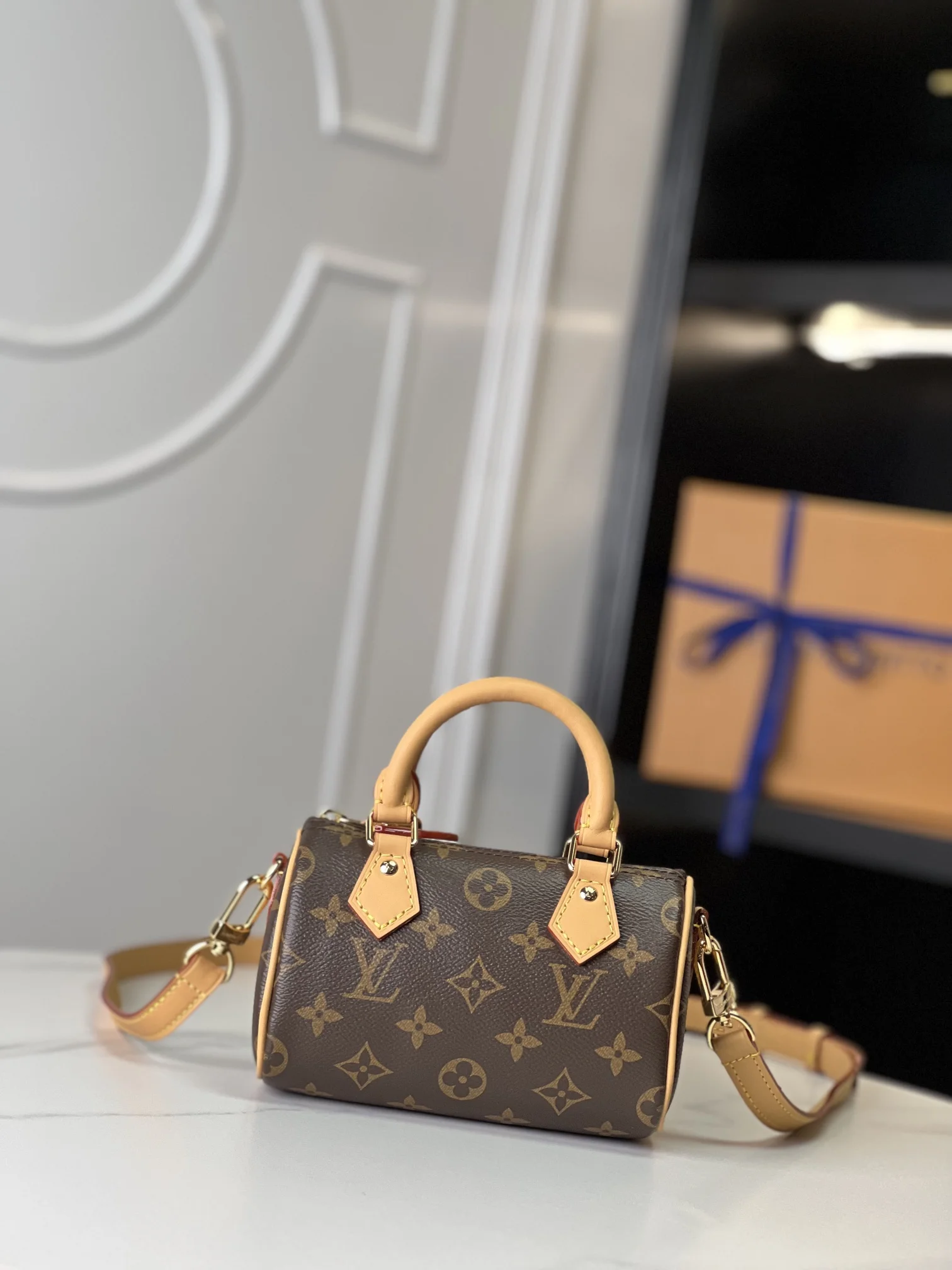 Louis Vuitton Overseas original M81085 Nano Speedy handbag, tote and crossbody bag.