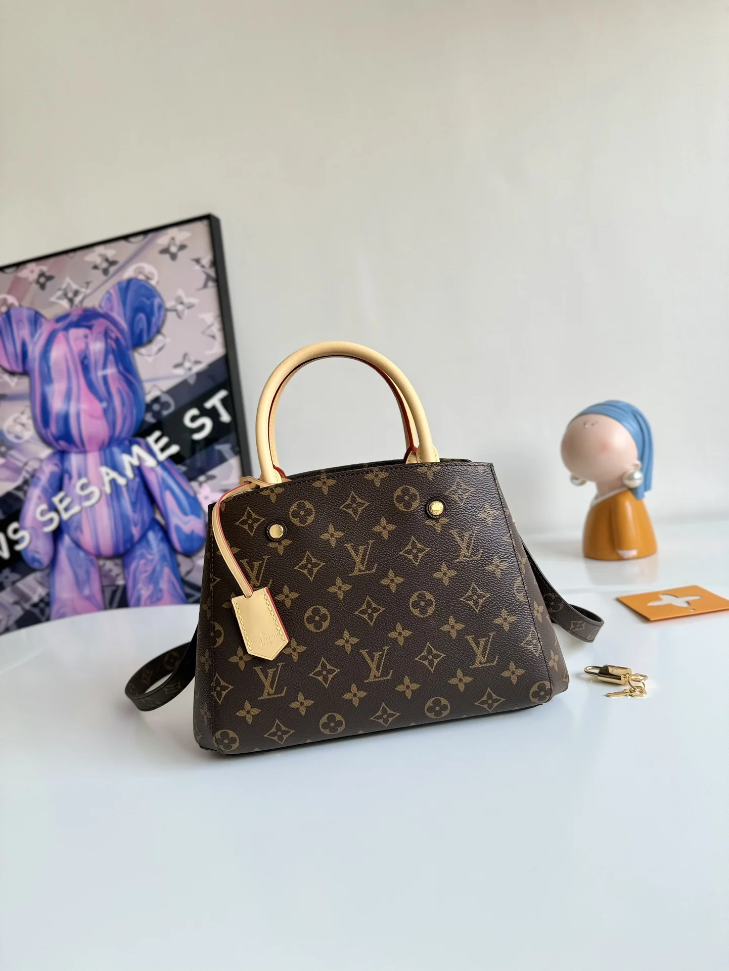 Louis Vuitton Overseas original M41055 Montaigne BB handbag, tote and crossbody bag.