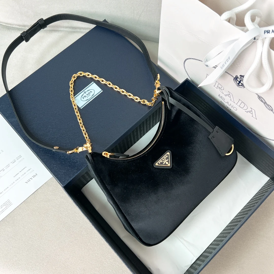 普拉达 1BC204 丝绒Hobo三合一 单肩背包 斜挎包