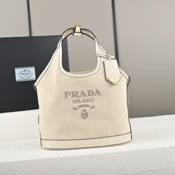 1BG471 Summer 亚麻混纺配皮托特包中号 手提包 高仿普拉达女包