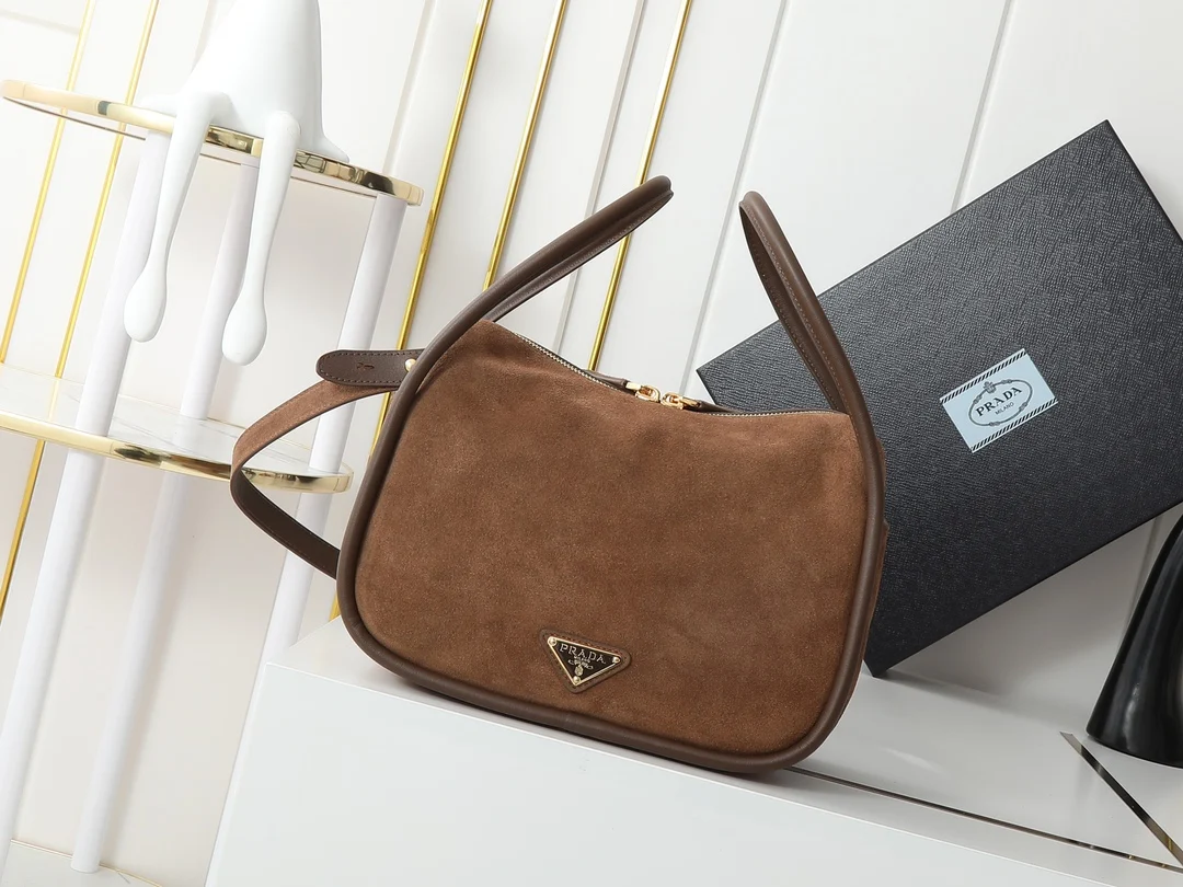 普拉达 1BA451 绒面麂皮 Lindy 手拎包 斜挎包