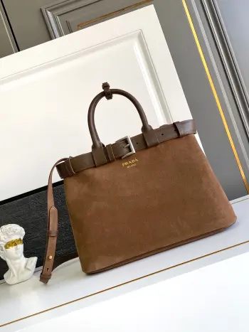 1BA417 中号绒面麂皮手提包 斜挎包 高仿普拉达女包