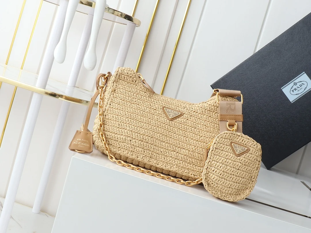 普拉达 1BC204 草编三合一 斜挎包