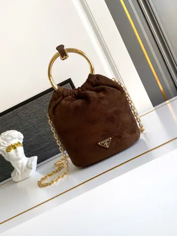 1BC227 Suede Bucket Bag Handheld Crossbody Bag Replica Prada womens bags