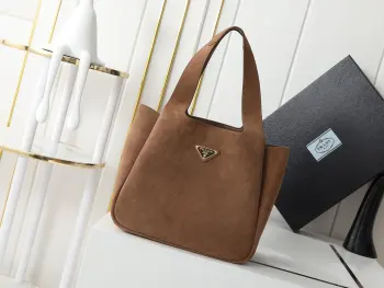 1BG335 绒面麂皮磨砂皮菜篮子 大号水桶包 单肩背包 高仿普拉达女包