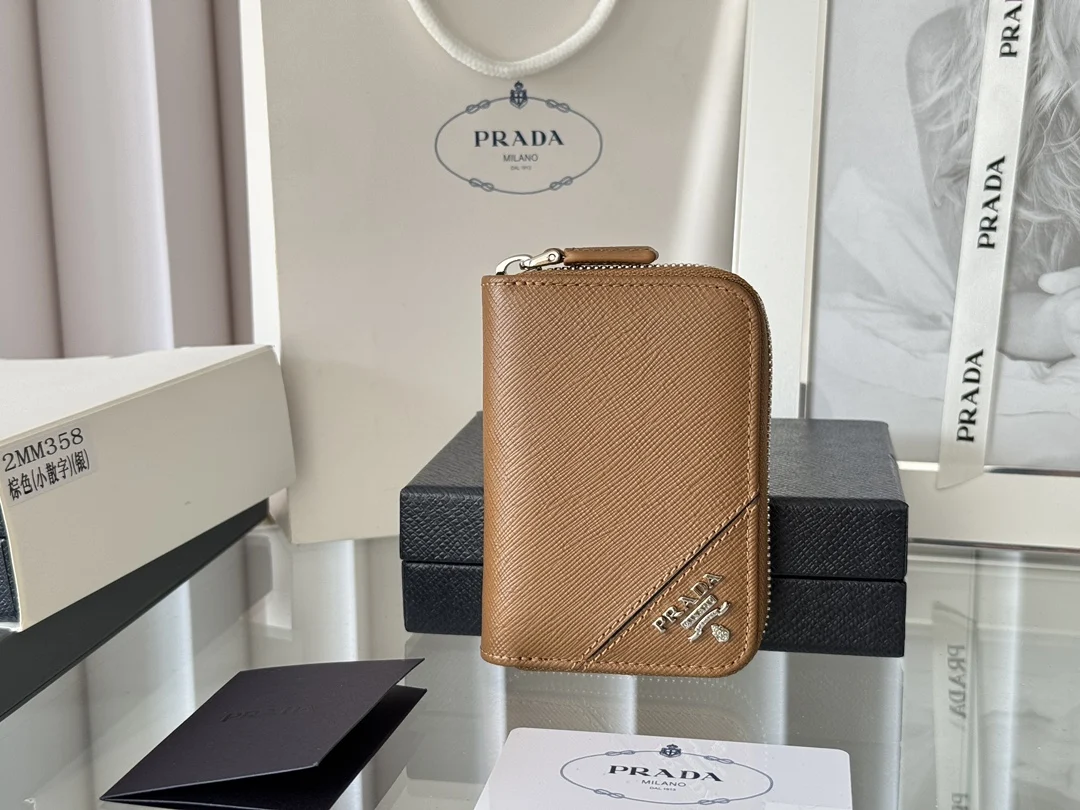 Prada 2MM358 Unisex Card Holder Zippered Wallet