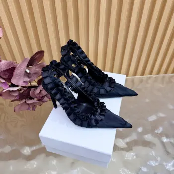 圣罗兰Lee真丝 开花尖头高跟鞋 高仿圣罗兰女士高跟鞋/单鞋