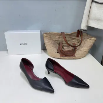 Khaite Spring/Summer 2026 New Simple Hollow Pointed-Toe Kitten Heel Shoes Replica Khaite Womens Pumps and Heels