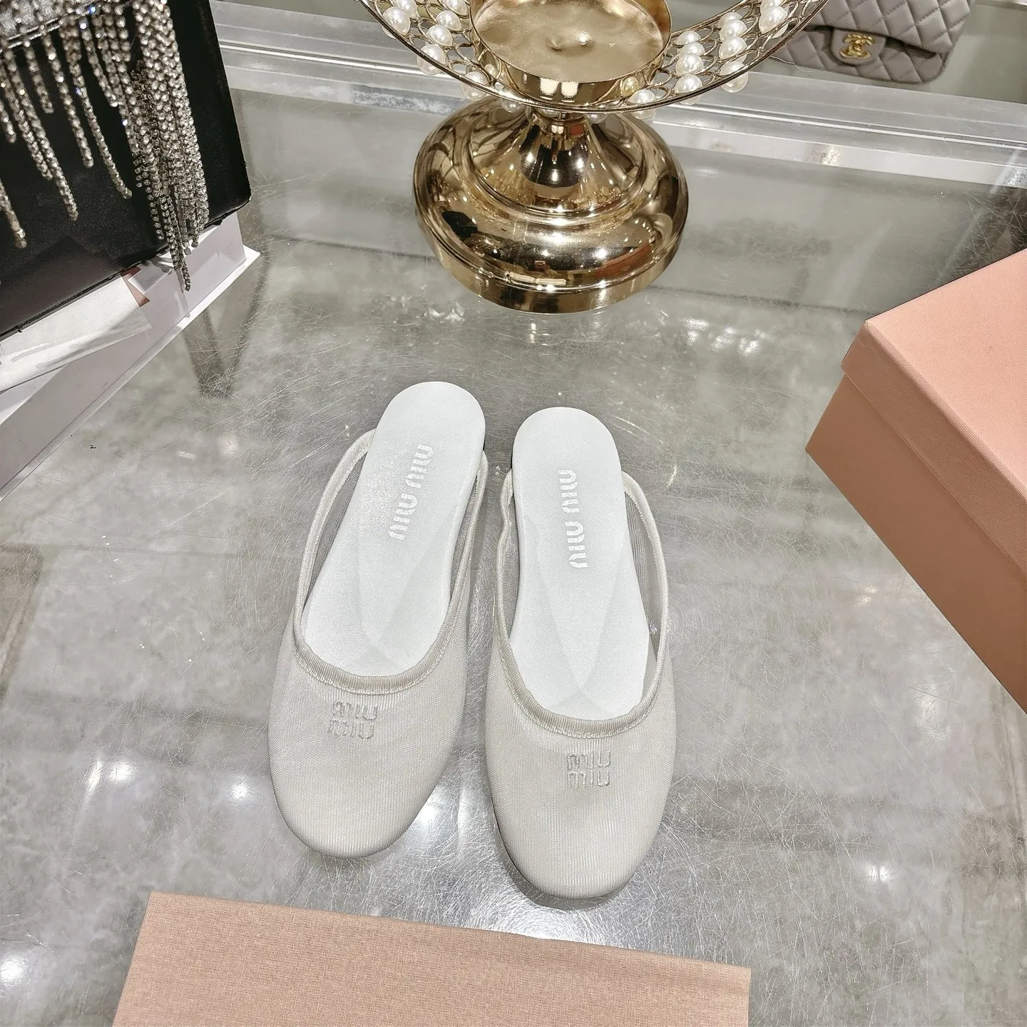 缪缪 早春玛丽珍芭蕾舞网纱跳舞鞋