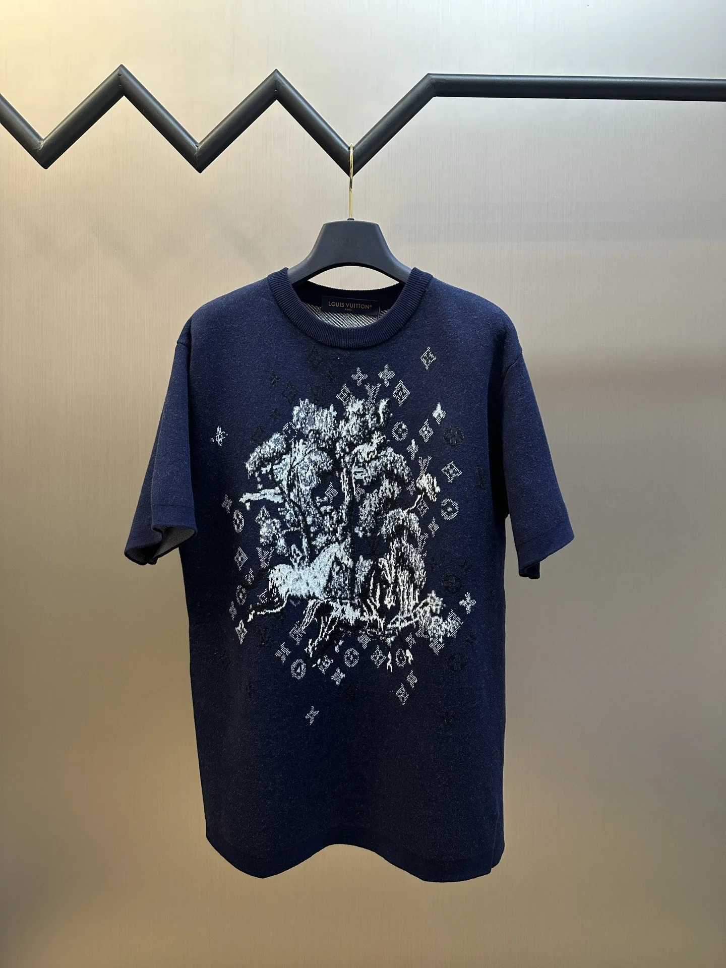 Louis Vuitton Wool Jacquard Pattern Crew Neck Short Sleeve T-shirt