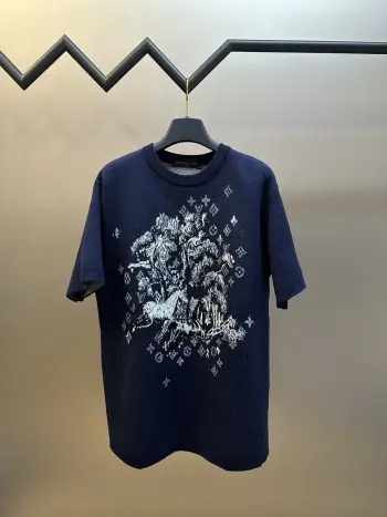 Wool Jacquard Pattern Crew Neck Short Sleeve T-shirt Replica Louis Vuitton Tshirts and Polos