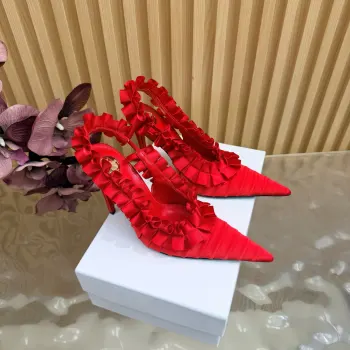 圣罗兰Lee真丝 开花尖头高跟鞋 高仿圣罗兰女士高跟鞋/单鞋