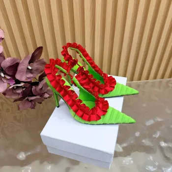 圣罗兰Lee真丝 开花尖头高跟鞋 高仿圣罗兰女士高跟鞋/单鞋