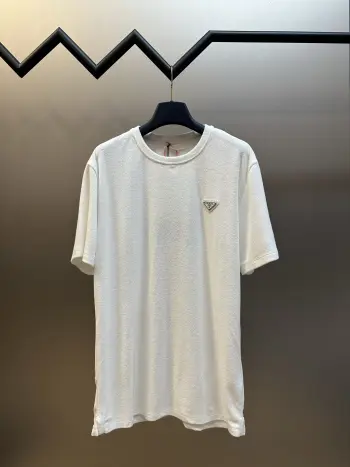 Cloud-dyed Satin Velvet Short-Sleeve T-shirt Replica Prada Tshirts and Polos