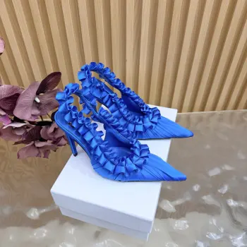 圣罗兰Lee真丝 开花尖头高跟鞋 高仿圣罗兰女士高跟鞋/单鞋