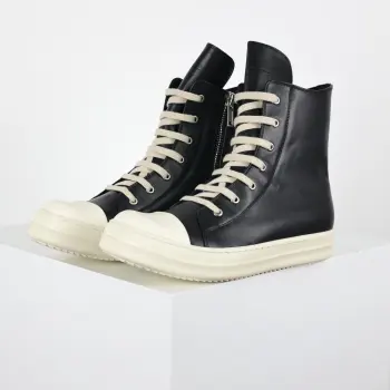 RO watermelon head high-top black leather thin-strap casual shoes Replica Rick Owens Mens Casual and Sneakers