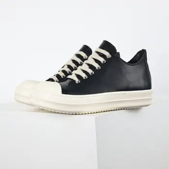 X1 RO watermelon head black leather sneakers Replica Rick Owens Mens Sneakers