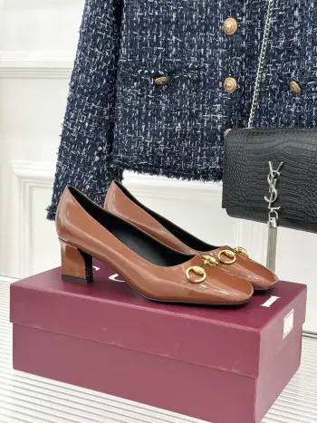 经典马衔扣粗跟 高跟鞋 高仿古奇女士高跟鞋/单鞋