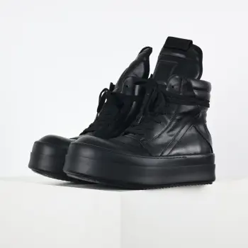 Leather inverted triangle high-top fashion chunky sneakers Replica Rick Owens Mens Sneakers