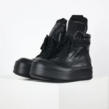 Leather inverted triangle high-top fashion chunky sneakers Replica Rick Owens Mens Sneakers