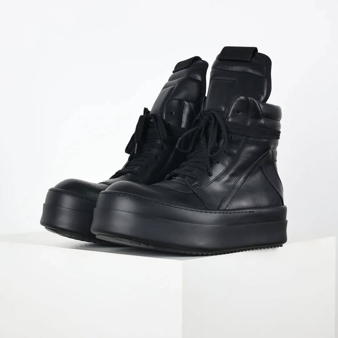 Rick Owens Leather inverted triangle high-top fashion chunky sneakers Rick Owens Leather inverted triangle high-top fashion chunky sneakers