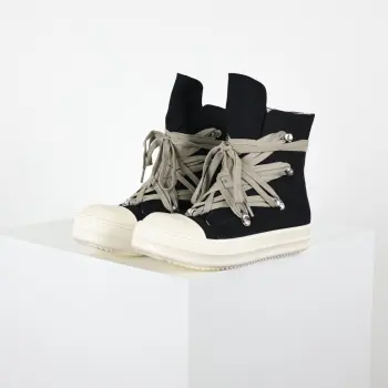 Crazy strappy canvas high-top boots with thin laces Replica Rick Owens Mens Sneakers