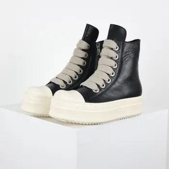 RO watermelon head high-top black leather chunky sole casual shoes Replica Rick Owens Mens Casual and Sneakers
